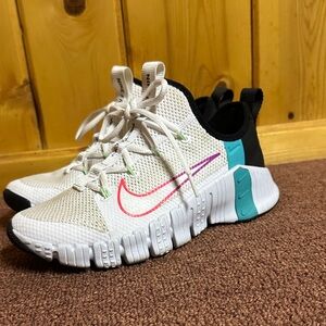 Nike Metcon White Sneakers with Pink and Teal Accents